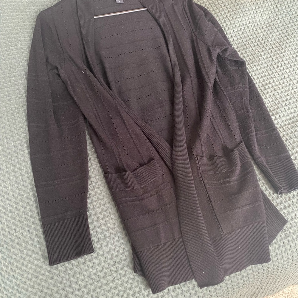 Black Open Front Cardigan
